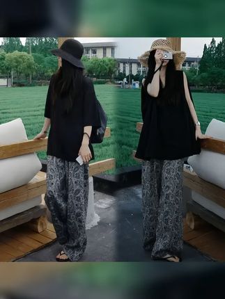 大码女装时尚宽松短袖T恤韩版夏季新款慵懒遮肉上衣显瘦夏装裤子 #显瘦穿搭 #这么穿显瘦20斤 #微胖女生 #大码女装 #夏季新款