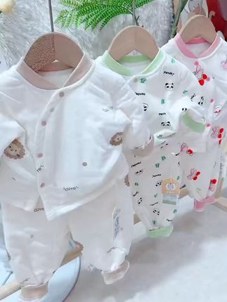 婴儿夹棉套装男女宝宝加厚保暖两件套新生儿秋冬衣服儿童外出衣服
