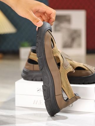 自带 “空调” 的沙滩鞋,老爸的双脚清凉一夏#软底软面穿上超舒服#便宜又好穿#闰月鞋送父母#闰月鞋#夏季凉鞋