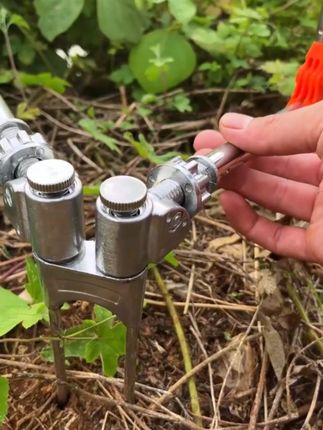 双鱼竿支架地插架杆不锈钢炮台支架双炮台地插支架鱼竿架渔具伸缩