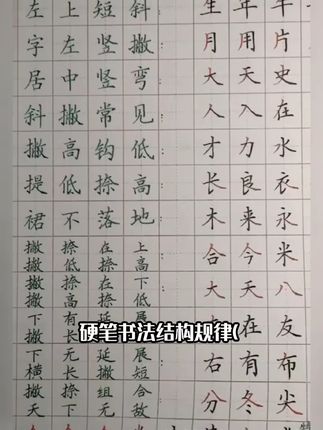 硬笔书法结构规律(硬笔一尤直播手稿集锦)快速提升书写水平规范