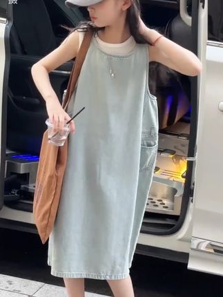 K28504花苞式女童无袖连衣裙2025新款夏装儿童背心裙子牛仔裙时尚 #好物种草