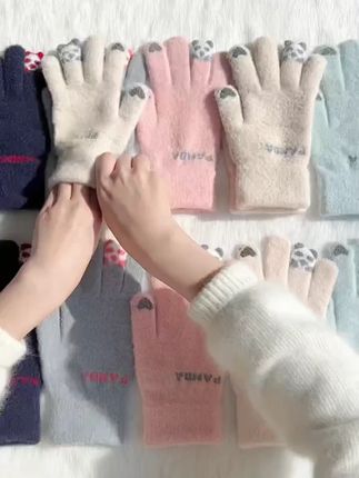 手套女冬季针织毛线保暖骑行开车防寒韩版触屏秋冬加厚学生可爱 #触屏手套 #女士冬季手套 #触屏防寒手套 #韩版可爱 #冬季保暖