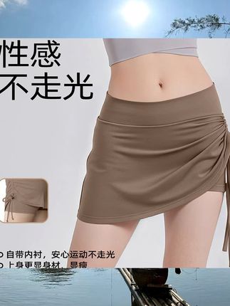 Kava Gie2025新款夏季蜜桃显身材健身跑步抽皱户外防走光性感短裙#休闲运动 #户外用品 #户外装备