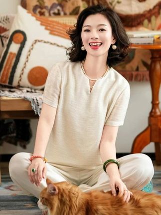 千金 6A桑蚕丝莫代尔圆领肌理感气质轻薄宽松T恤@西子高端女装 @西子小老板娘 #品质女装 #短袖 #优雅知性 #显瘦遮肉 #减龄穿搭