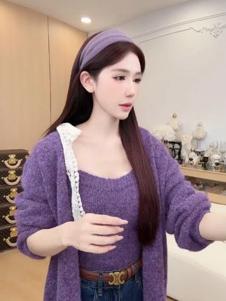 【色彩收藏家】秋冬女吊带开衫两件套2025针织衫外套软糯风毛衣套装#韩系穿搭 #品质女装 #时髦精 #上衣 #吊带背心