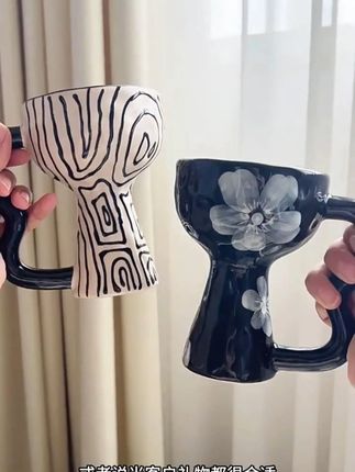 态生活 小众复古风高脚咖啡杯陶瓷 高颜值手工创意艺术甜品雪糕杯#杯子 #雪糕杯 #好物推荐🔥 #咖啡杯 #种草好物