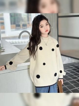 女大童毛衣2025新款儿童冬装洋气加厚初中生女童针织衫线衣秋冬季#高品质童装 #一周穿搭不重样 #潮童必备 #女童套装