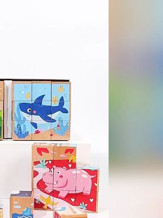 六面画拼图积木木质立体4儿童3到6岁2动物汽车宝宝幼儿园益智玩具