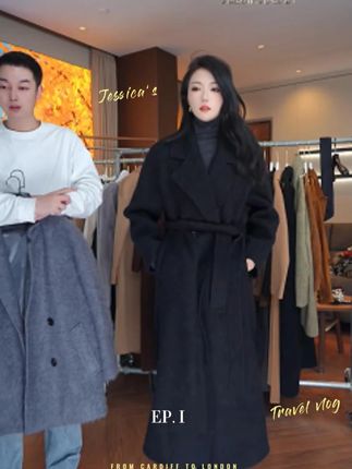 双排扣收腰系带长款大衣#品质女装 #穿搭技巧 #羊绒大衣 #轻奢女装 #特卖