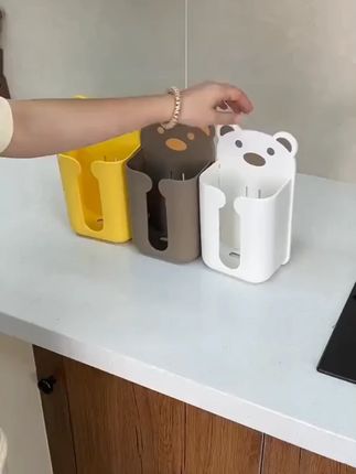 卡通熊壁挂纸巾盒加厚免打孔客厅卫生间收纳盒多功能洗脸巾收纳盒#纸巾盒 #卡通熊 #加厚 #免打孔 #收纳好物