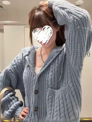 秋美式复古慵懒风连帽针织毛衣女外套+蕾丝拼接长袖T恤 60699 #ootd穿搭 #时髦精 #我的穿搭日记 #今天这样穿 #同色系搭配