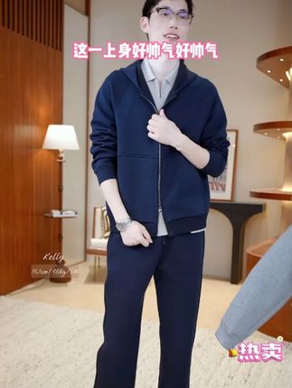 曼辰manchenh"家属~远峰 "索尔空气提花面料老钱风休闲套装#品质男装 #休闲套装