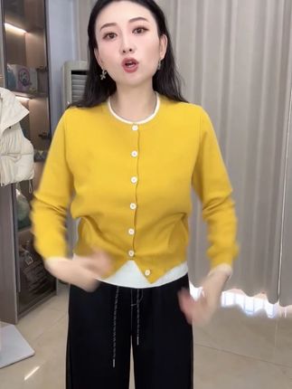2025年新款拼色假两件针织长袖拼接撞色秋季设计感长袖 #显瘦穿搭#显瘦遮肉#服装搭配#谁穿谁好看系列