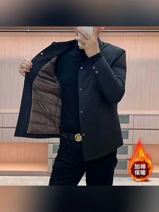 秋冬季轻薄棉服新款男士翻领纯色百搭商务帅气休闲保暖男外套加棉#简约大气 #商务休闲男装 #做工精细 #秋冬穿搭 #谁穿谁好看