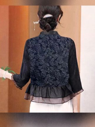 高端国风提花V领外套女2025春秋季新款新中式重工改良国风潮上衣#高级感国风外套 #气质穿搭 #面料柔软舒适 #高端大气 #新中式穿搭