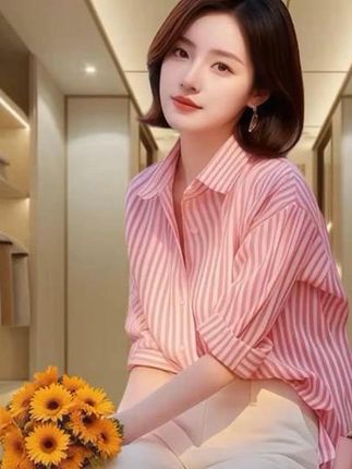 🌸宝子们,这件粉色条纹衬衫也太会了吧! #套装 #减龄穿搭 #女人味十足 #衬衣控 #穿出高级感