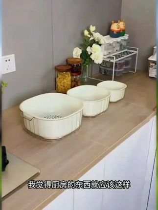 #双层洗菜盆沥水篮 #厨房耐高温客厅家用水果盘 #简约塑料淘菜洗菜篮子