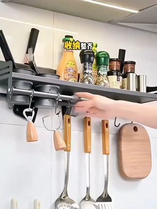 居厨厨壁挂厨房置物架多功能筷筒家用厨房调料架上墙免打孔收纳架#好物推荐🔥 #厨房置物架 #生活好帮手 #厨房必备