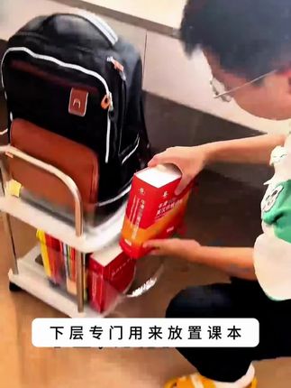 #移动置物架 用了它桌面都变得整洁多了,书本 文具 书包都有地方放了,还是可以移动的,使用起来更方便#收纳整理 #学习用品 #推车置物架 #置物架 #开学必备