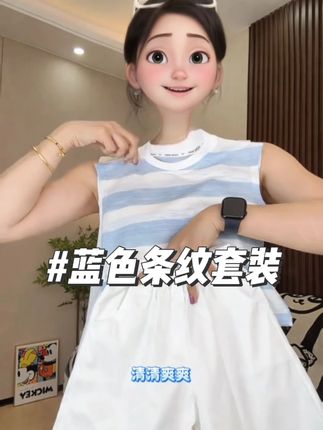 蓝色条纹套装 巨显白巨洋气!品质完全不输品牌货!面料又软又细腻,质感超好,关键是反季买真的太划算了#爆款热卖中 #高品质童装 #超便宜超划算 #萌娃穿搭