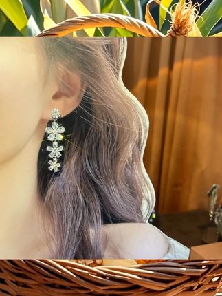 铜合金耳饰 浅意】闪钻重工耳环满天星仙女流苏轻奢时尚高级感耳坠#高级感 #轻奢 #耳坠
