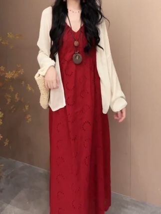 2025韩版时尚吊带裙夏季V领宽松腰高腰连衣裙甜美百搭时尚裙女#谁穿谁好看系列 #夏季穿搭 #显瘦连衣裙 #温柔风穿搭 #出游穿搭