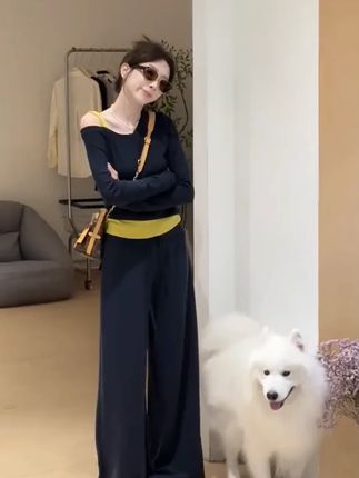 女装套装轻奢高级感春季新款设计感小众假两件上衣休闲裤两件套潮#春季套装 #轻奢女装 #设计感套装 #小众时尚 #假两件套装