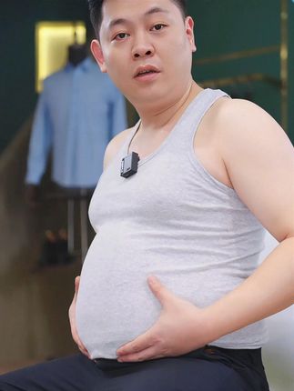 藏肉显瘦有门道,这款衬衫用剪裁说话,大肚子也能有好比例#大码 #罗蒙 #衬衫