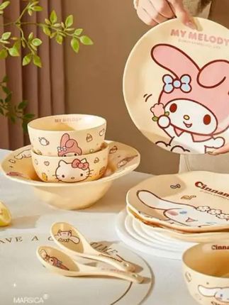 三丽鸥【碗碟套装】hellokitty陶瓷餐具美乐蒂奶油风碗 #视频同款在橱窗 #吃货必备 #悠闲下午茶 #种草 #好物推荐🔥