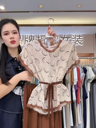 【纪朵研】0568#雪纺衬衫套装2025新款夏季短袖上衣阔腿裤两件套女#套装推荐 #夏季新款 #新款上新 #小个子穿搭