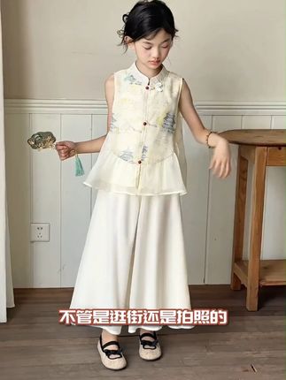 女童夏装汉服新中式套装2025新款中大童夏季中国风复古文艺两件套