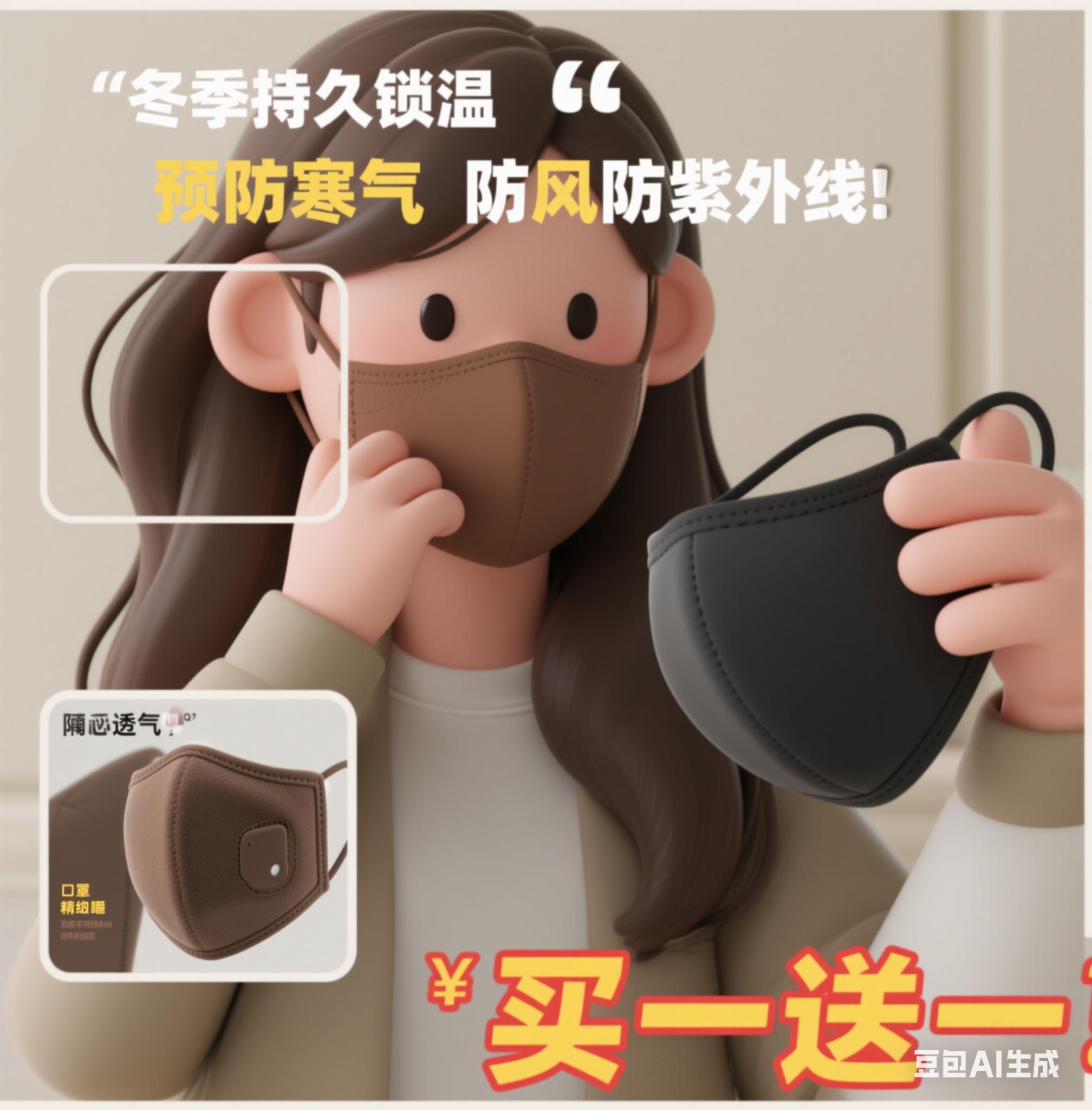 全新升级版立体保暖口罩,咖色太洋气了#男女同款 #口罩 #修饰脸型 #骑行面罩 #护眼角口罩