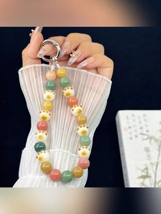 彩色菩提猫爪手机挂绳手机链挂件可爱斜挎链女款手腕绳挂饰防丢#手机挂绳 #猫爪挂绳 #彩色菩提挂绳 #手机链挂件 #可爱挂饰