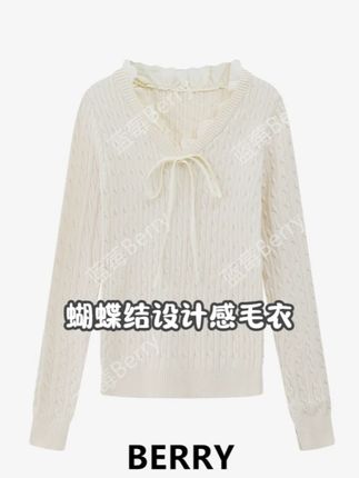 【蓝莓Berry】秋季气质拼接撞色蝴蝶结设计感毛衣女针织衫 #仙女必备 #洋气小衫 #小众设计感 #时髦精 #国庆出游穿搭