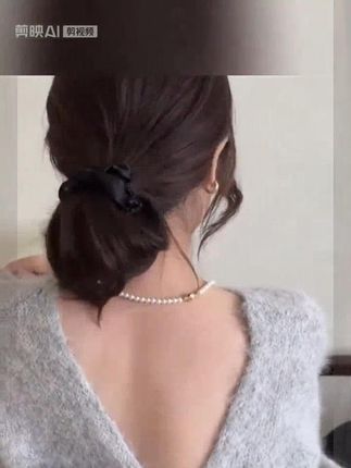 东大门同款蝴蝶结褶皱发圈女发量少发绳扎头皮筋百搭头花头绳发饰 #头饰发饰#  精美发饰  #女生发圈
