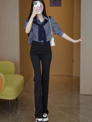 #女款显瘦时尚西装裤 #西装裤 #微喇裤女 #小个子女裤