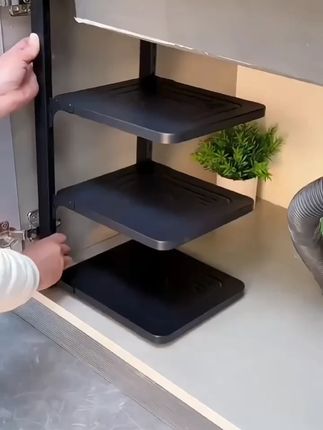 多功能锅具置物架 厨房多层置物架,高度可调节,放橱柜收纳大小锅具,拿取方便#厨房多层置物架 #厨房锅具置物架 #厨房置物架 #厨房收纳置物架 #厨房多层置物架