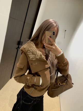 【焦糖可颂】复古毛领外套女秋冬美式设计感短款上衣22971# #冬季外套#冬季新款#外套女#早冬穿搭#秋冬新款