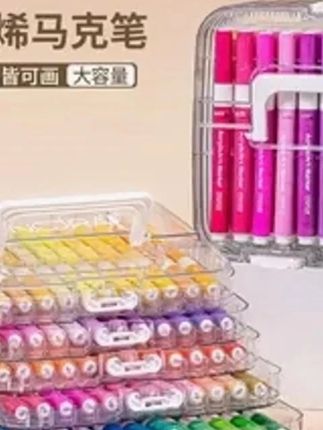 #好物推荐🔥 #文具安利 #马克笔 儿童丙烯马克笔可叠色不透纸无毒无异味宝藏文具画笔