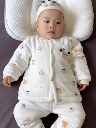 【萌】宝宝保暖套装秋冬季夹棉婴儿衣服儿童纯棉分体套装家居服高#宝宝保暖套装 #秋冬家居服 #纯棉分体套装 #婴儿衣服 #宝宝穿搭