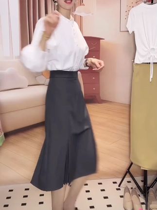 西装半身裙子女装2025早秋新款中长款高腰显瘦气质开叉包臀裙高档#半身裙 #西装裙 #包臀裙 #长裙 #女装