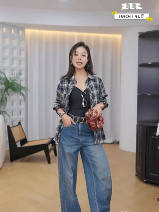 2025秋日新款慵懒复古显背薄格子衬衫女衬衣宽松长袖 #衬衫 #宽松长袖 #格子衬衫女 #慵懒复古风 #衬衣