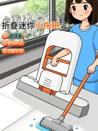 被我找到了这个#迷你海绵拖把 还是第一次见!好好用!单手就能操作不用洗抹布手都不用沾水!脏了清水冲一冲就干净!#免手洗拖把 #迷你小拖把