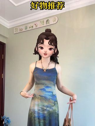 美得像一幅画!又显瘦又有氛围感 #吊带连衣裙 #莫奈花园连衣裙 #度假穿搭 #中式美学服饰