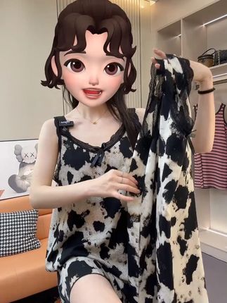#露肩吊带 #精选优质面料柔软舒适亲肤透气 #宅家睡衣秀 #冰丝吊带睡裙推荐 #女款吊带裙推荐