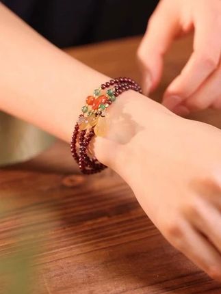 石榴石双葫芦3圈手链新款2025女款轻奢气质珠珠红色福禄双全手链#招财转运手串 #石榴石 #手串 #礼物推荐 #珠宝首饰