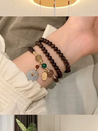 合金手链 多圈叠戴平安扣手链女款小众高级复古手串手饰串珠项链#项链 #百搭款 #复古风