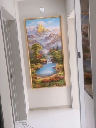 玄关大改造!这幅山水装饰画瞬间提升家居品味 #家居挂画 #实景拍摄效果 #新房子挂画 #玄关装饰画 #走廊挂画