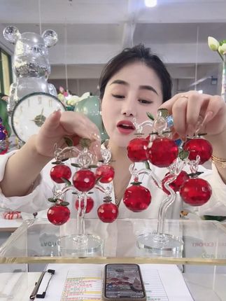 水晶红苹果树居家客厅装饰摆件电视柜酒柜工艺品软装饰品水晶摆件 #摆件 #装饰 #高级感 #水晶 #客厅